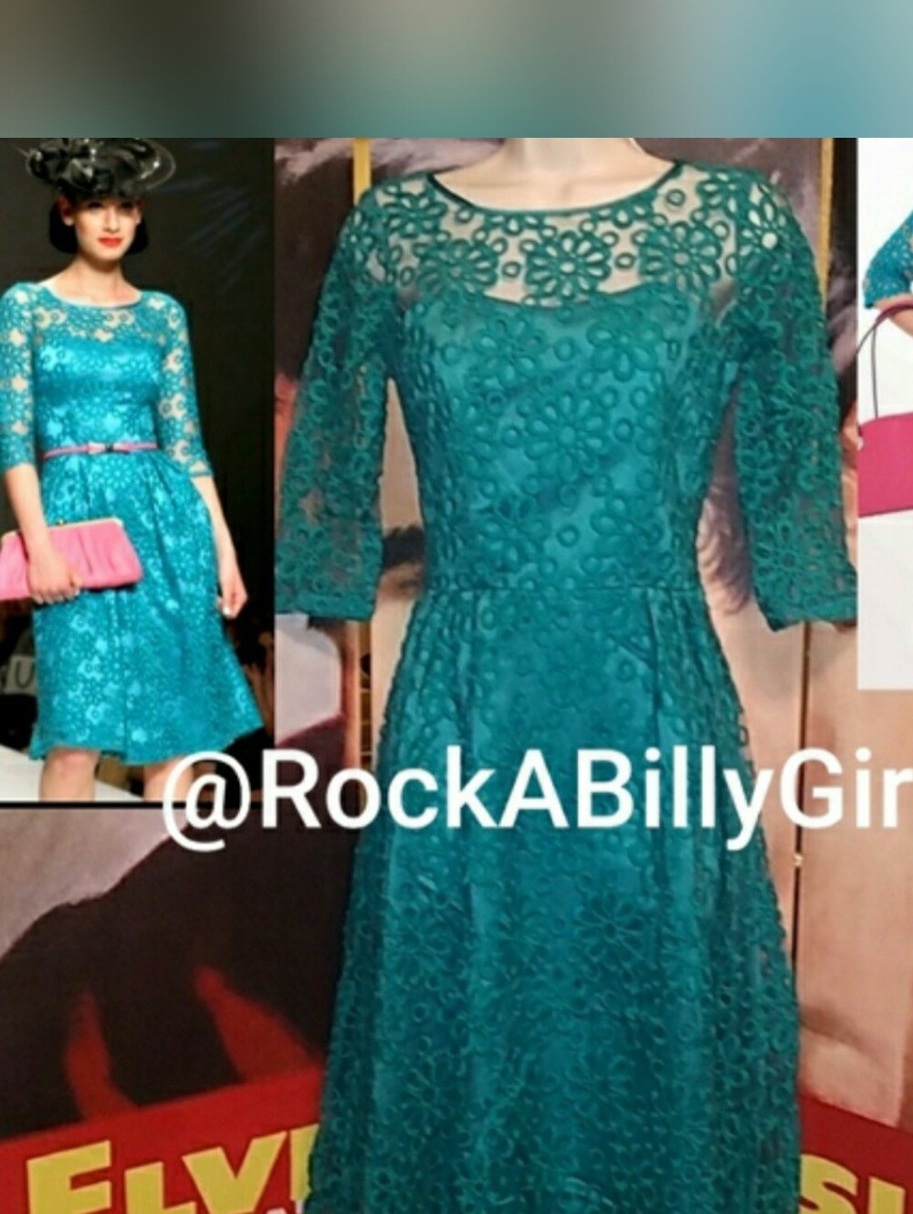 Tatyana Innocence in Lace Vintage 1950’s Inspired Blue Dress w Boning Bodice